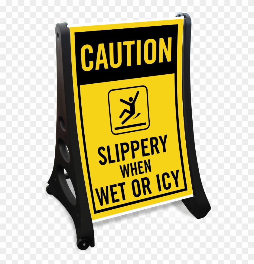 Slippery When Wet Or Icy Sidewalk Sign Kit - Smartsign 3m Engineer Grade Reflective Sign, Legend #658144