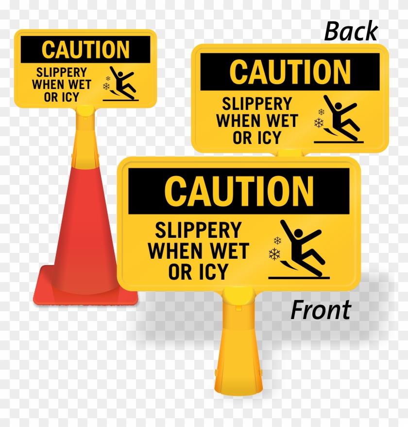 Slippery When Wet Or Icy Coneboss Sign - Smartsign By Lyle Smartsign Plastic Osha Safety Sign, #658156