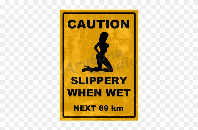 Caution Slippery When Wet Road Sign Poster - Drop Bear Road Sign #658179