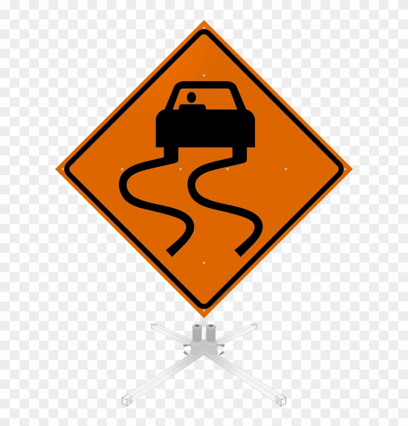 Slippery When Wet Symbol Roll-up Sign - Slippery When Wet Sign #658218