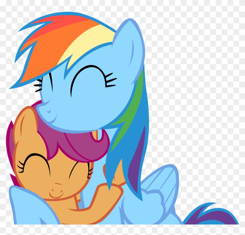 Rainbow Dash And Scootaloo - Rainbow Dash Hugs Scootaloo #659196