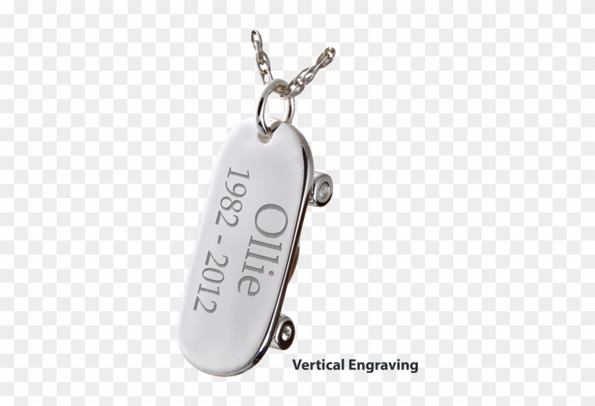 Silver Skateboard Cremation Jewelry Pendant For Cremains - Cremation Memorial Jewelry: Sterling Silver Skateboard #659260