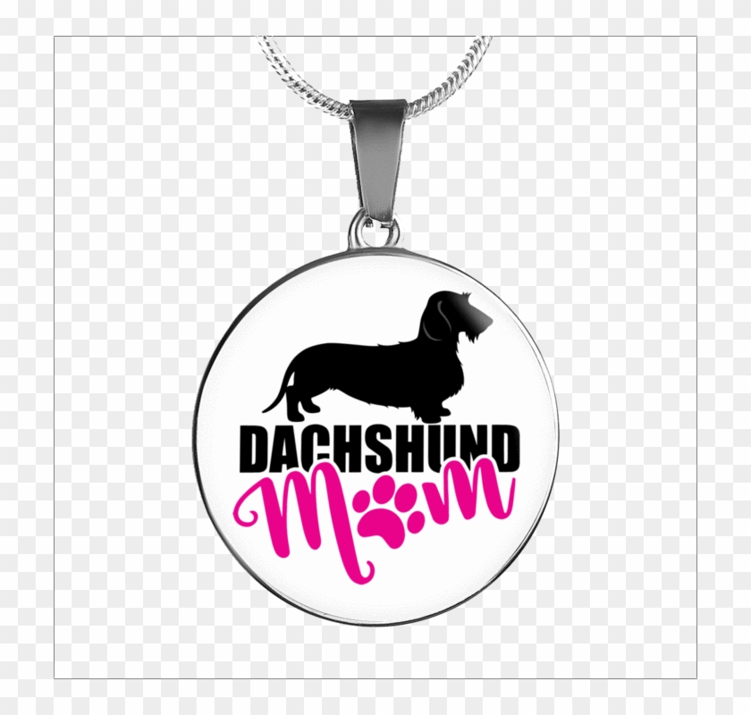 Dachshund Mom Wirehair Luxury Circle Pendant With Engraving - Pendant #659270