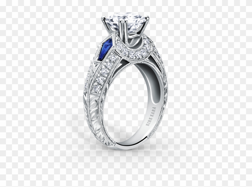 Platinum Sapphire And Diamond Engagement Ring With - Kirk Kara Charlotte Kite Cut Blue Sapphire Diamond #659433