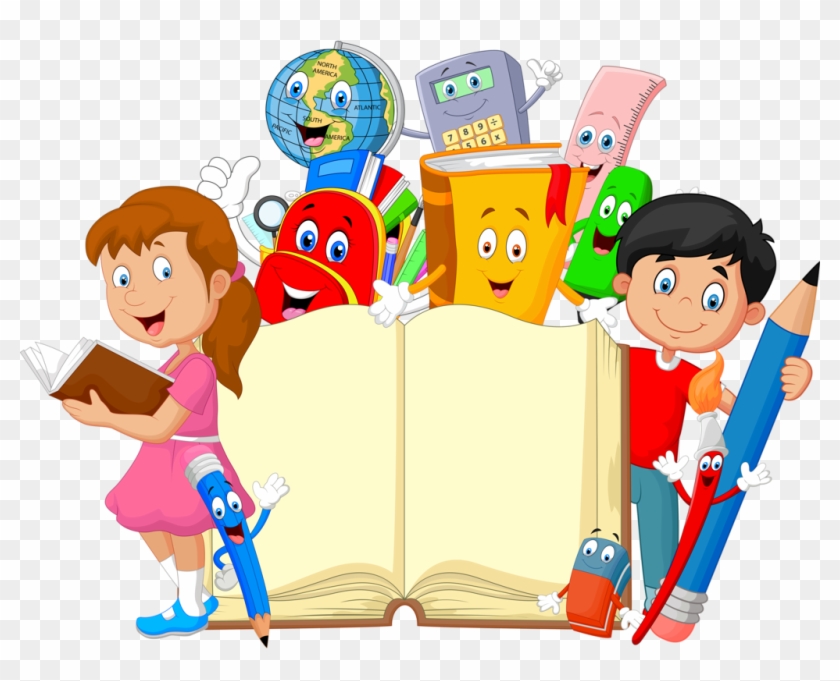 Children Clipart - Book And Pencil Cartoon - Free Transparent PNG Clipart  Images Download