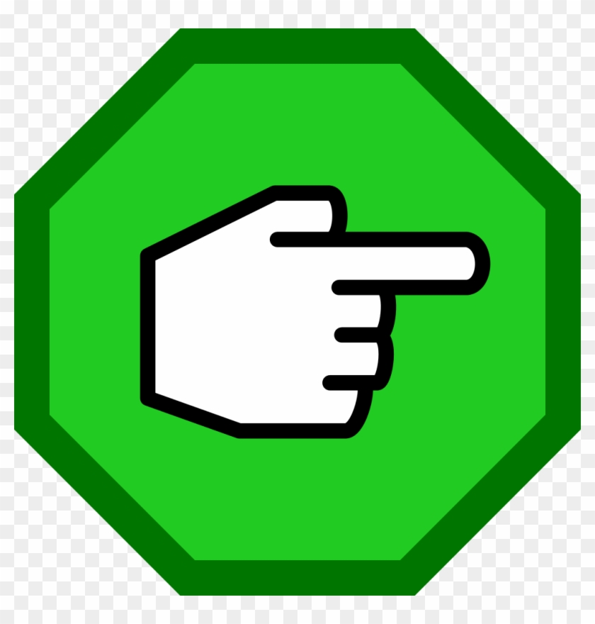 Right-pointing Hand In Green Octagon - Pointing Hand #660342