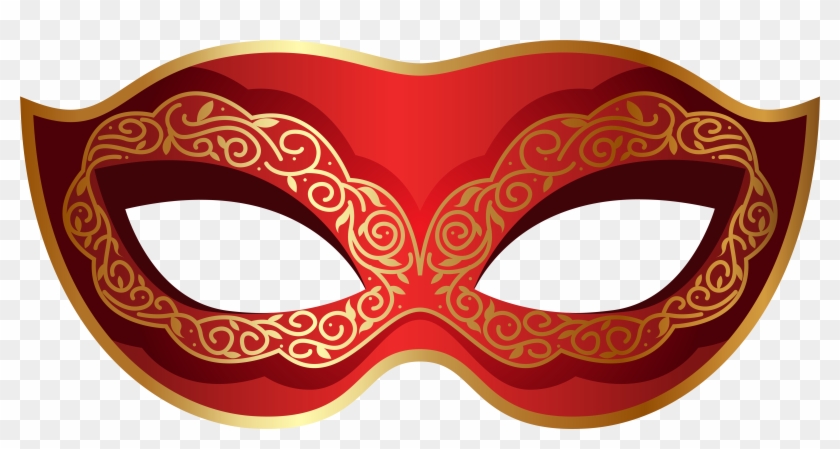Red And Gold Carnival Mask Clip Art Image - Masquerade Masks Clip Art Red #661264
