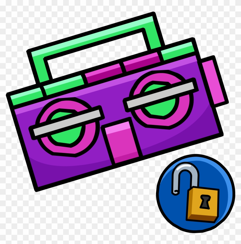 Purple Boom Box - Boombox Club Penguin #661349