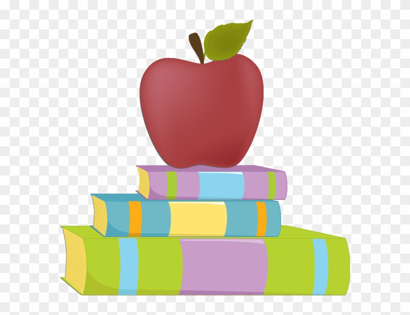 Drawing Apple Book Clip Art - Manzana Sobre Libros Png #661513