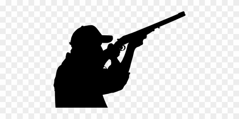 Hunting, Hunter, Gun, Silhouette - Shotgun Shooter Silhouette #661533