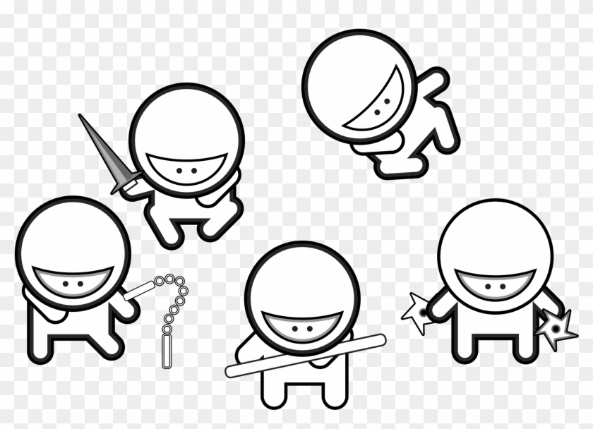Simple Black And White Cartoon Drawings Images Pictures - Coloring Pages Of Ninjas #661933