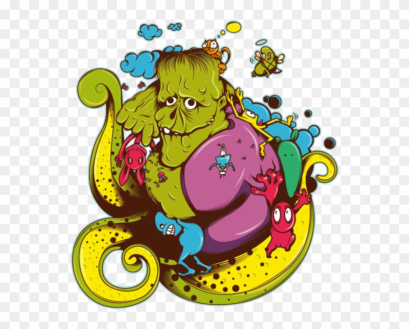 Green Monster Graffiti Vector Vector Comes With 2 Files, - Monster Vector #662053