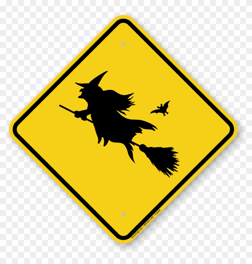 Witch Symbol Humorous Road Crossing Sign - Deer Crossing Road Sign #662471