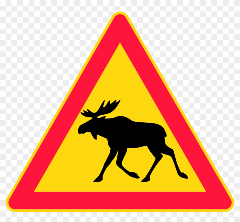 Open - Moose Crossing Road Sign Sticker (rectangular) #662695