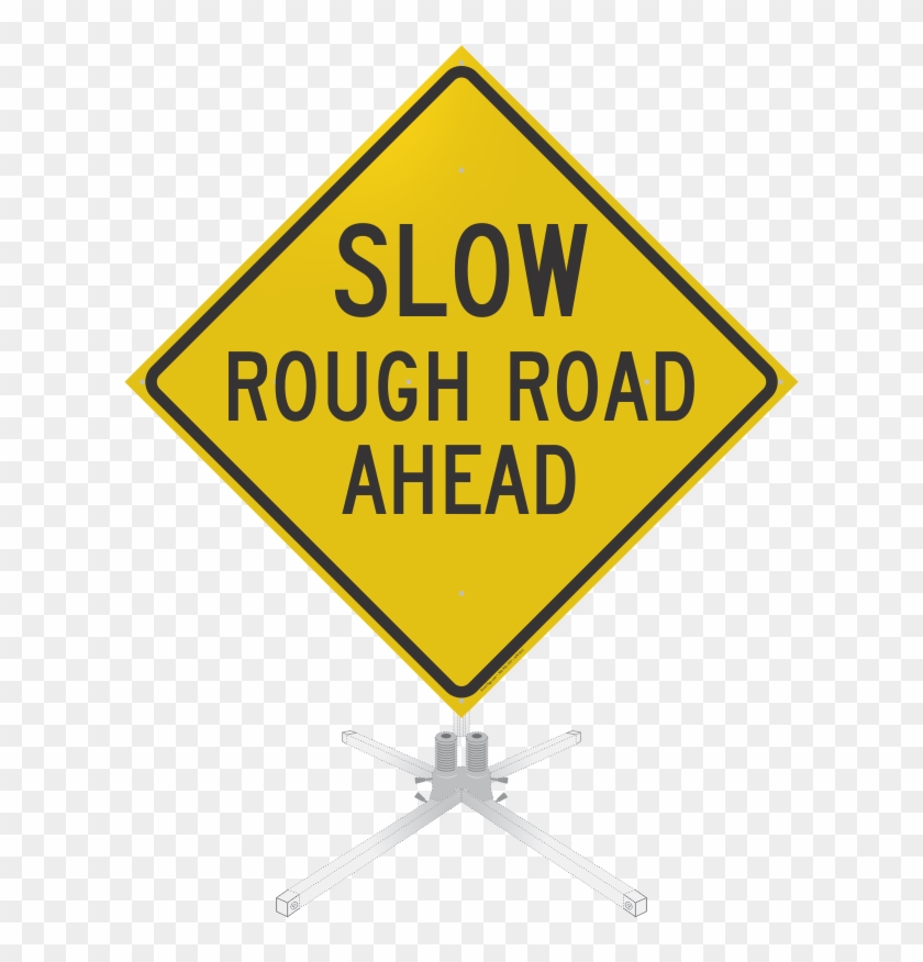 Slow Rough Road Ahead Roll-up Sign - Workplace Safety Clip Art #662865