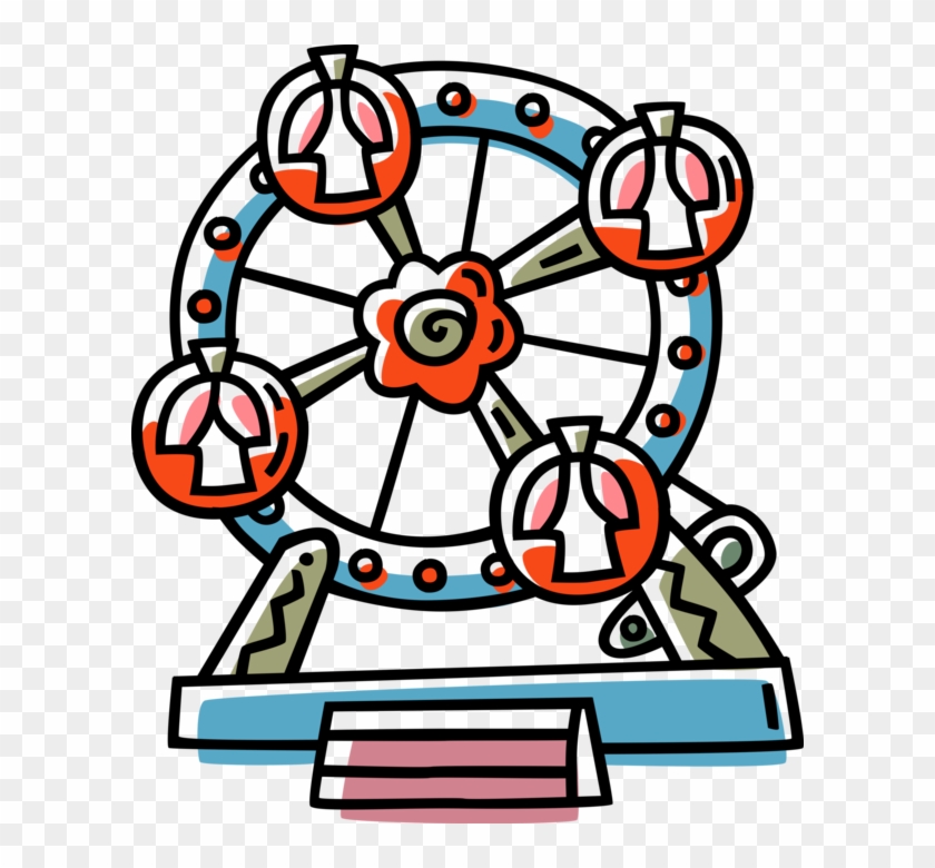 Vector Illustration Of Ferris Wheel Children's Toy - Ferris Wheel Clip Art #663811
