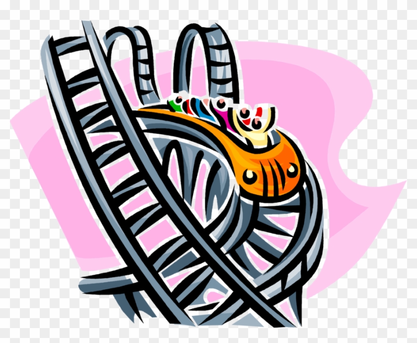 Vector Illustration Of Carnival Or Amusement Park Fairground - Cafepress How I Roll (roller Coaster) Tile Coaster #663983