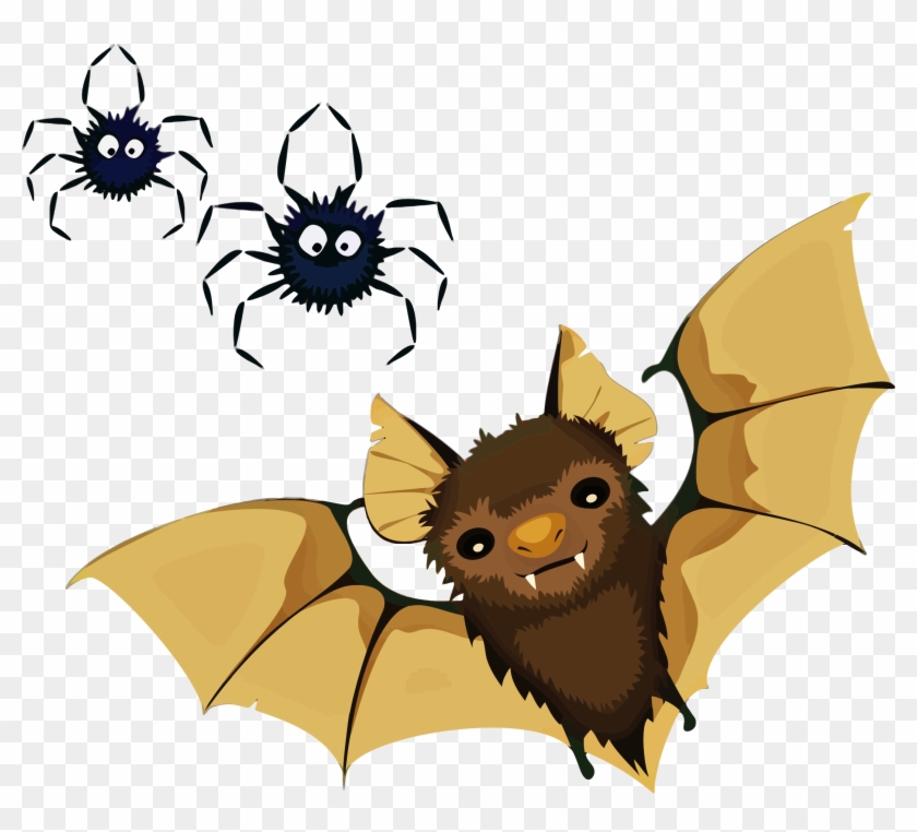 Vampire Bat And Spiders - Spiders And Bats Clipart #664091