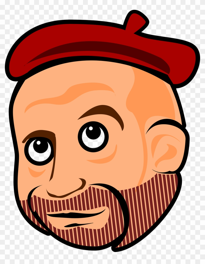 Bearded, Beret, Cara, Comic, Face, Head, Hombre, Man - Cartoon Head Bald And Beard #664293