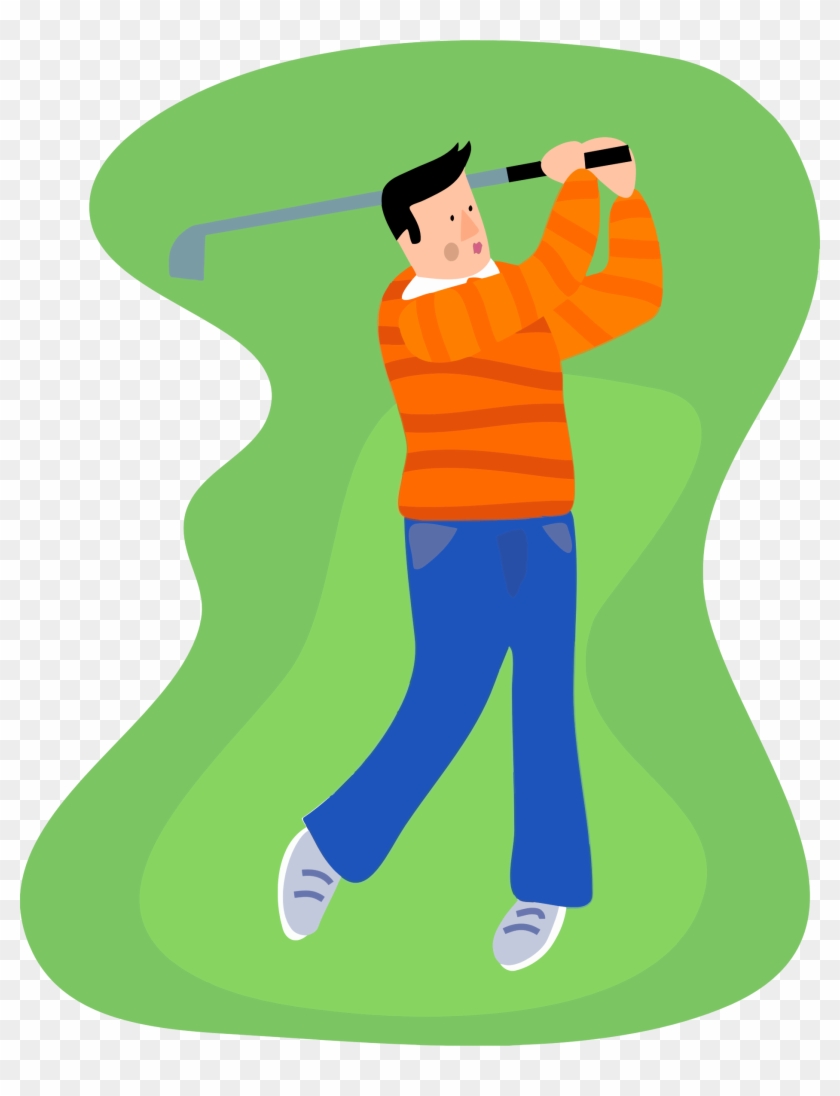 Clipart Golfing Guy - Guy Golfing Cartoon #664429