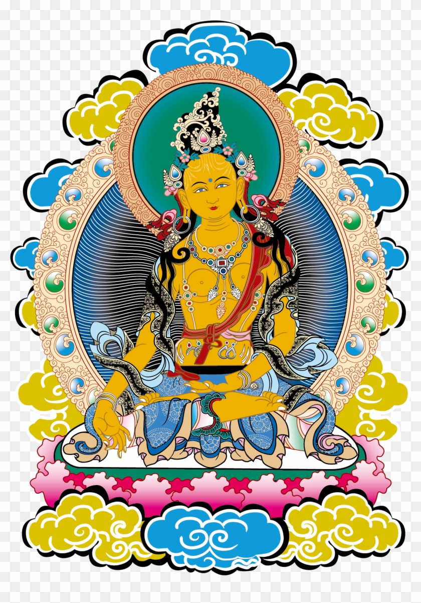 Tibet Thangka Vasudhara Buddhism Bodhisattva - Oriental Art Throw Blanket #664831