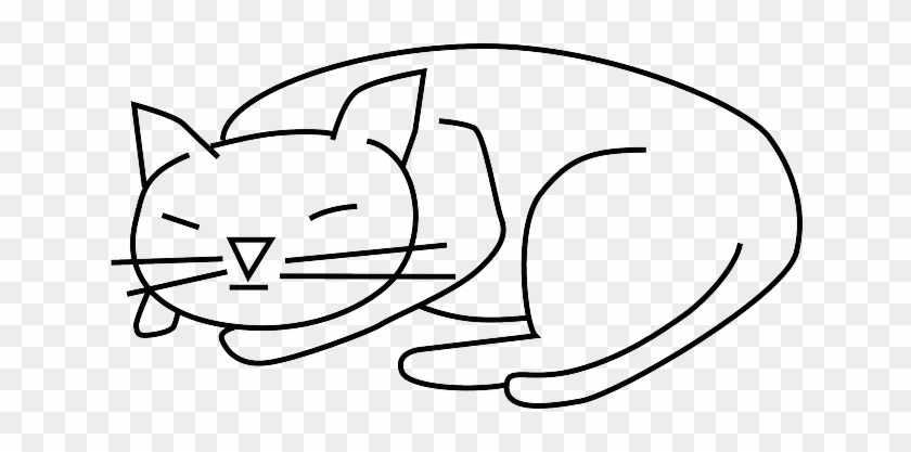 Simple, Drawing, Sleeping, Kitten, Pet, Animal - Cat Clip Art #665024