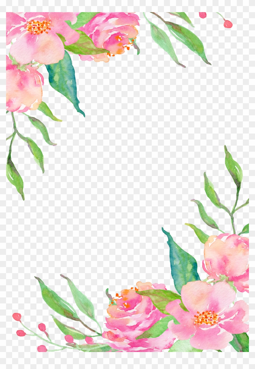 Pink Flower Borders - Watercolor Flower Border Png #665273