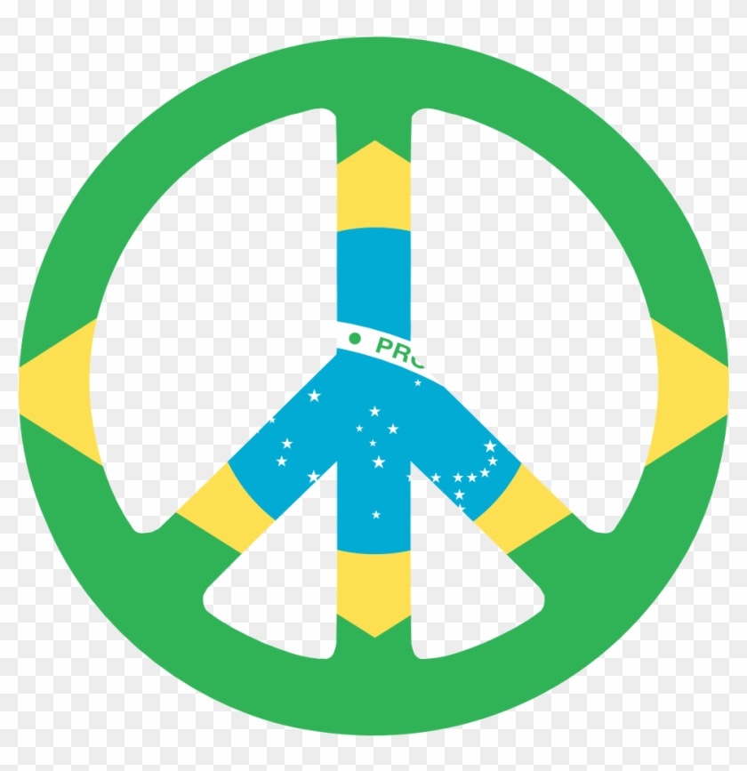 Brazil Peace Symbol Flag 3 555px 34 - Tie Dye Peace Sign Transparent #665412