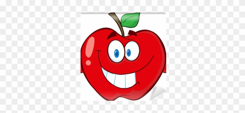 Apple Cartoon Mascot Character With Muscle Arms Wall - Cartoon Apples #665772