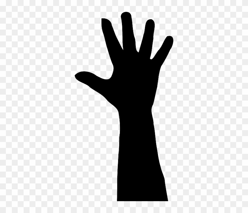 Silhouette, Finger, Arm, Black, Thumb - Raised Hand Clip Art #665826