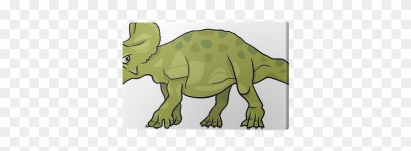 Canvastavla Tecknad Illustration Av Triceratops Dinosaurie - Dinozaur Triceratops #666826