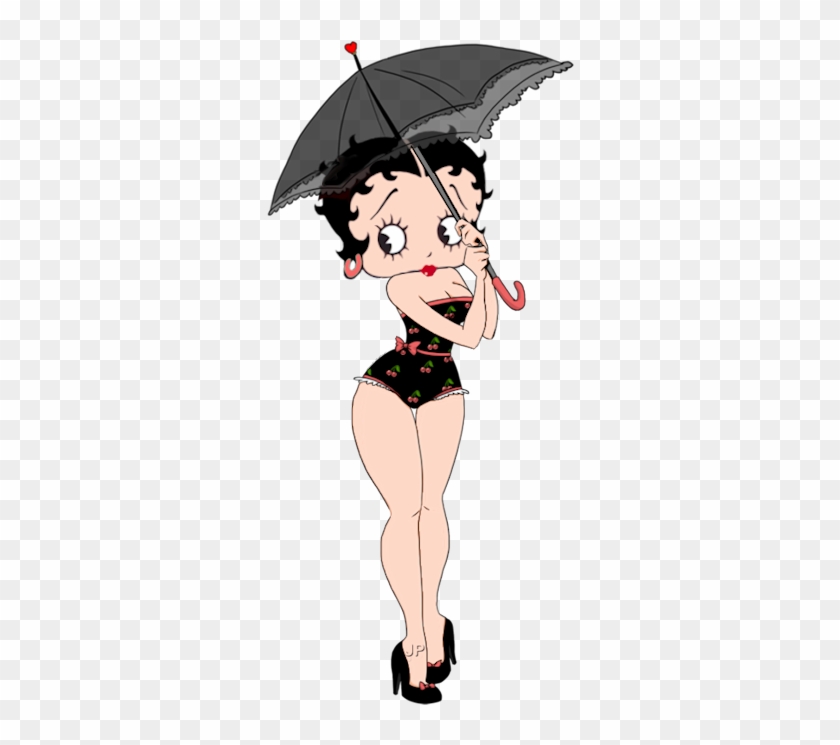 Betty Boop In One Piece Cherry Bathing Suit Holding - Betty Boop With Umbrella #667010