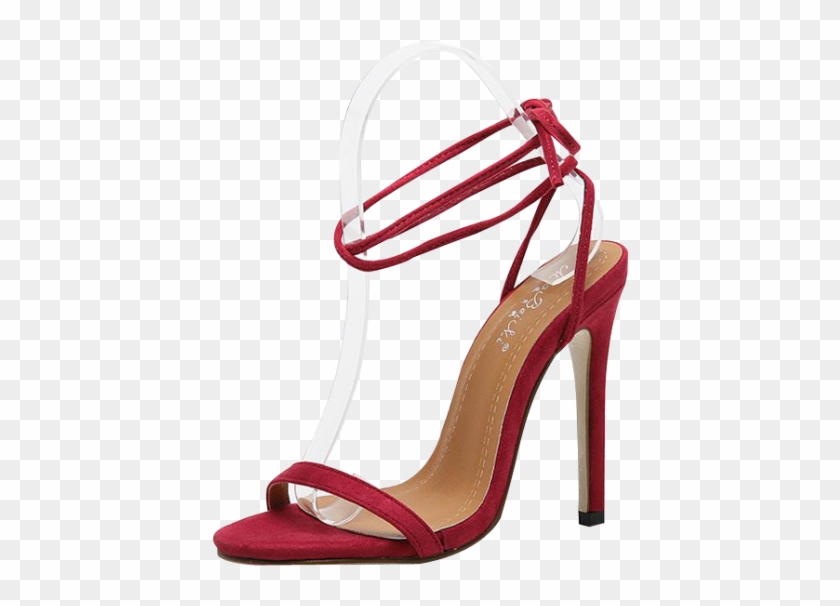 Sale Tie Up Stiletto Heel Flock Sandals - Women's Heels Summer Club Shoes Fleece Dress Stiletto #667293