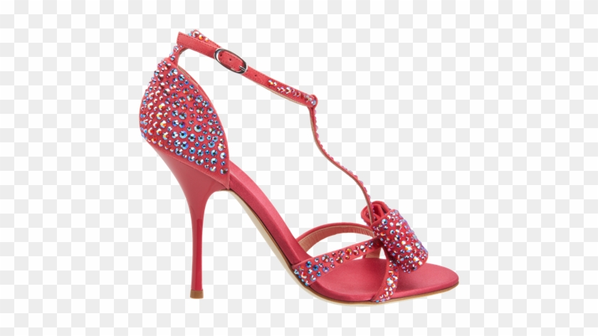 Red Lovely T-strap Rhinestone Bow High Heel Sandals - Sandal Png Sexyshoeswoman #667340