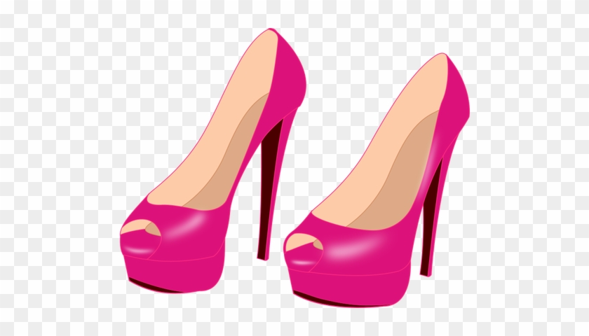 Shiny Shoes With High Heels - Pink High Heel Clipart #667346