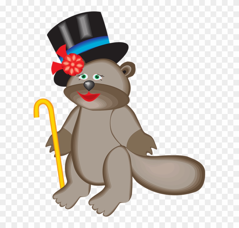 Cane Top, Cartoon, Beaver, Hat, Art, Animal, Cane - Beaver With Top Hat #667716