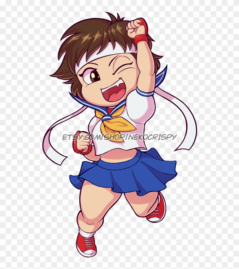 Sakura Sticker By Nekocrispy - Sakura Street Fighter Chibi #667871