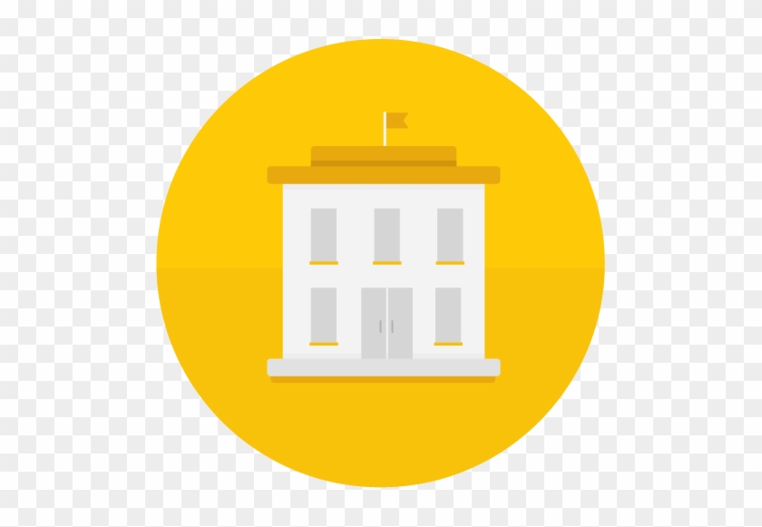 A School Building, Overlaid On A Yellow Background - Circle #668549