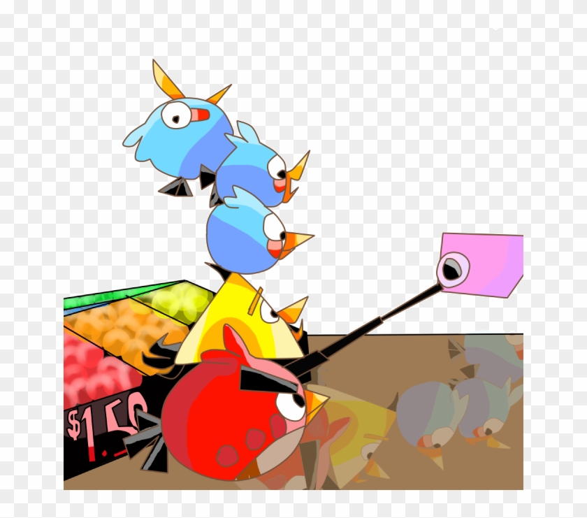 Angry Birds At The Grocery Store Taking A Selfie By - Cartoon #668862