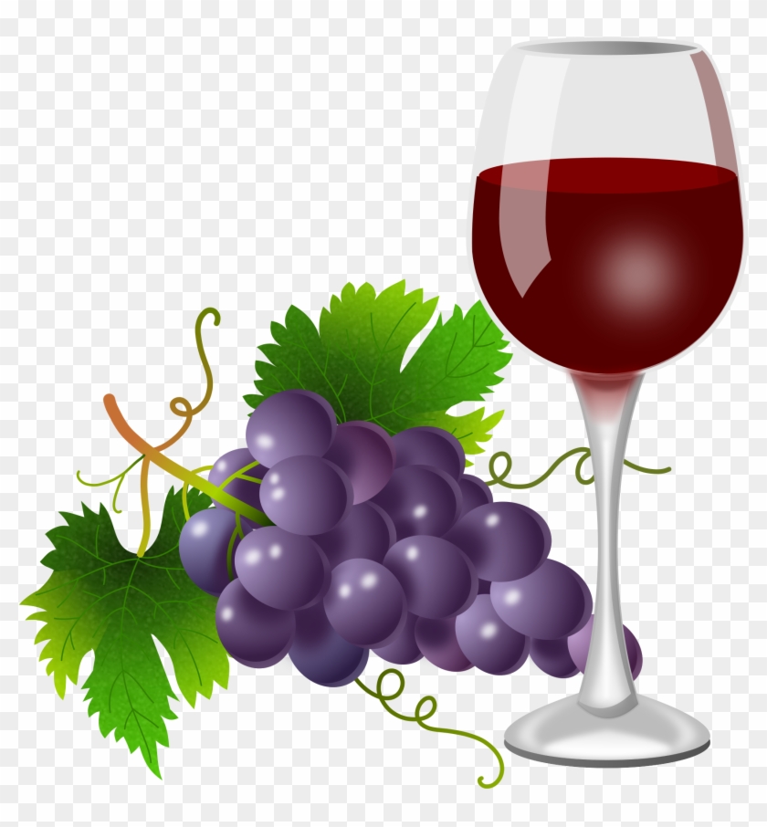 Purple Grapes And Wine Glass Clipart Everyday Foods - Wine Glass With Grapes Clip Art #668905