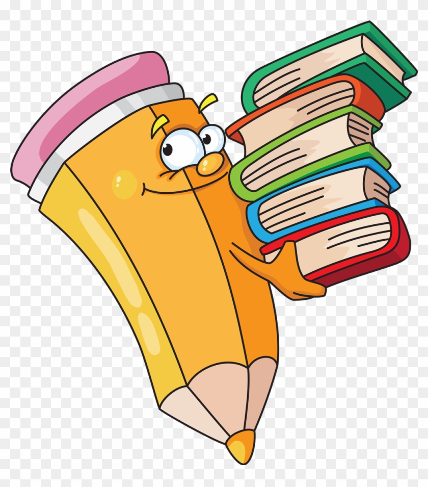 Pencils And Books Cartoon Free Transparent PNG Clipart Images Download