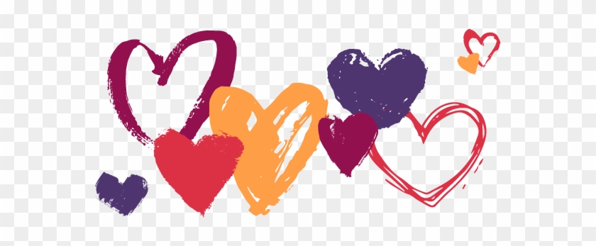 Hand-drawn Hearts In Various Colours - Hand Drawn Heart Png #669471