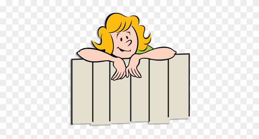 Hoof Happenings - Girl Peeking Over Fence Cartoon #669542