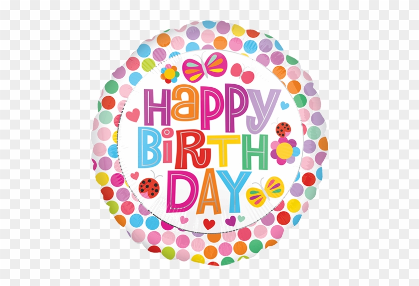 18" Happy Birthday Flower Standard Foil Balloon - Anagram 18 Inch Circle Foil Balloon - Happy Birthday #669866