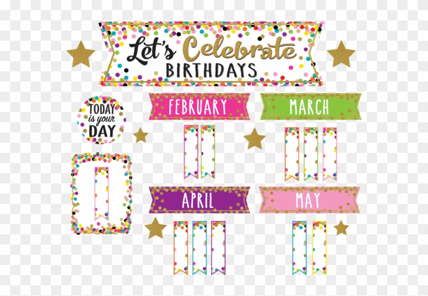 Confetti Happy Birthday Mini Bulletin Board - Lets Celebrate Birthdays #669890