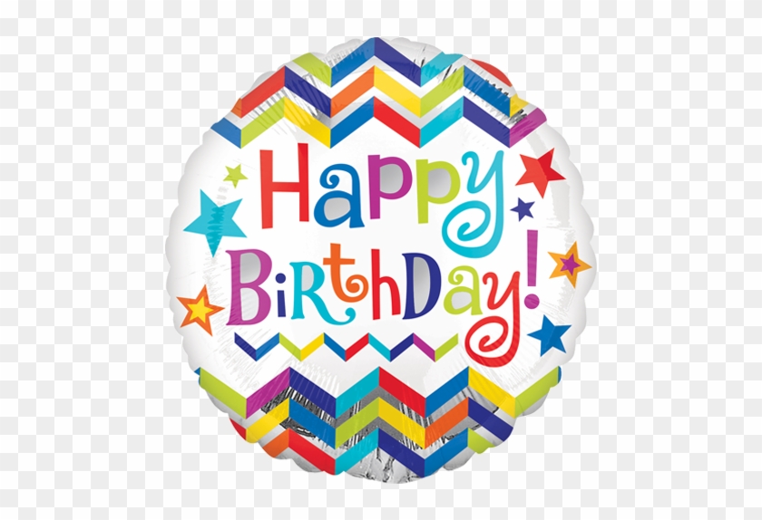 18" Happy Birthday Chevron Star Foil Balloons - Happy Birthday Foil Balloon #670051