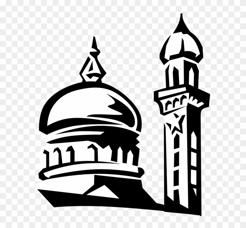 Vector Illustration Of Islamic Mosque Dome And Minaret - Vector Illustration Of Islamic Mosque Dome And Minaret #670196