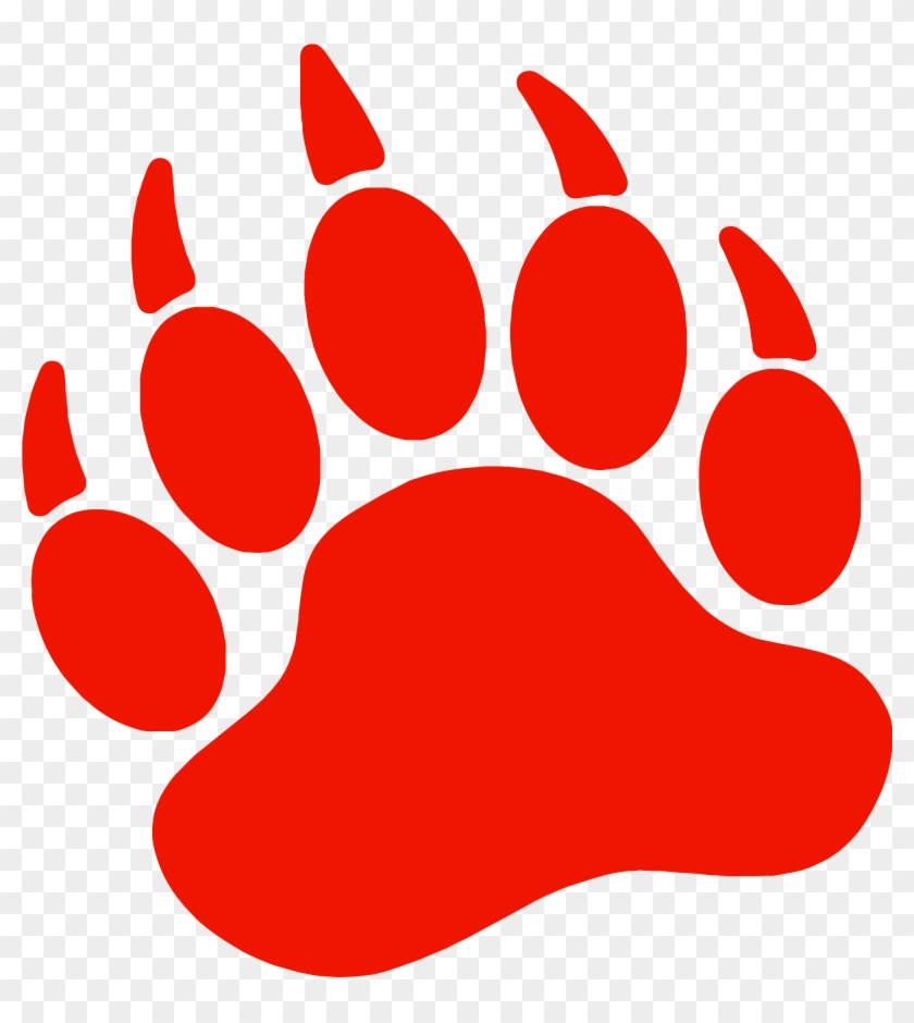 Bear Paw Dog Printing Clip Art - Red Bear Paw Print #670293