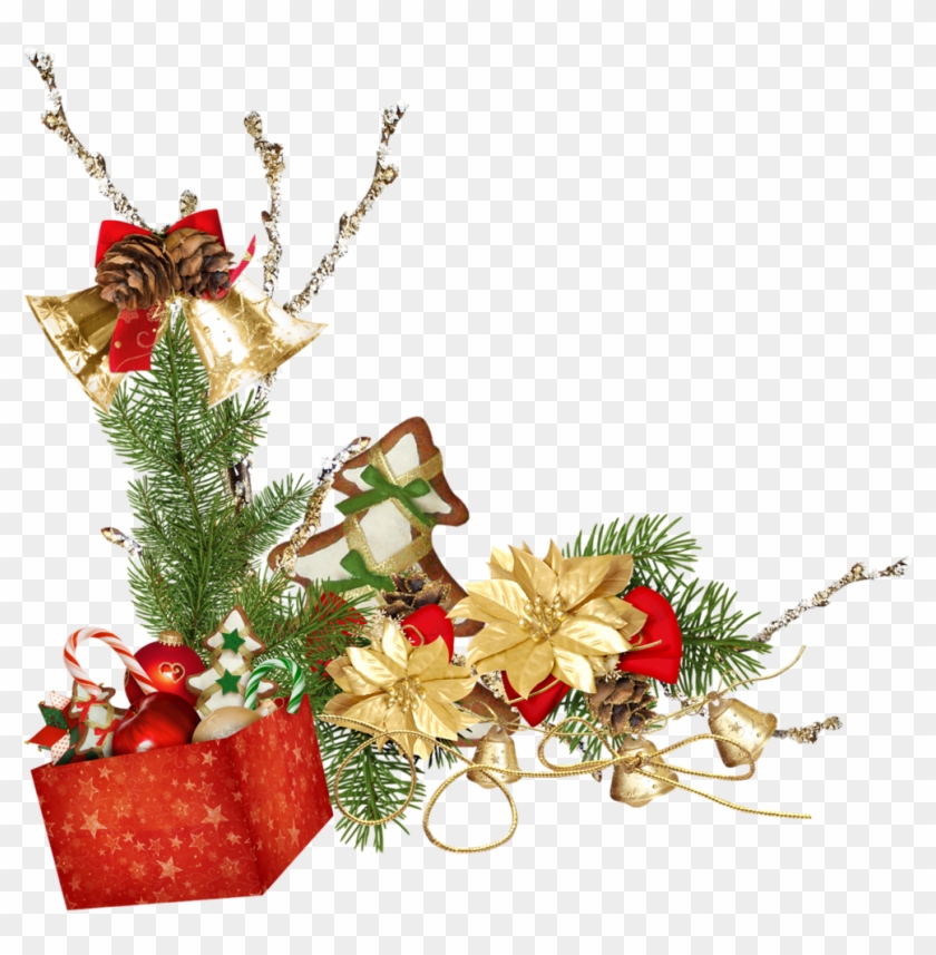 Decorations Poinsetia Or- Cadeaux - Новогодние Уголки И Рамки #670770