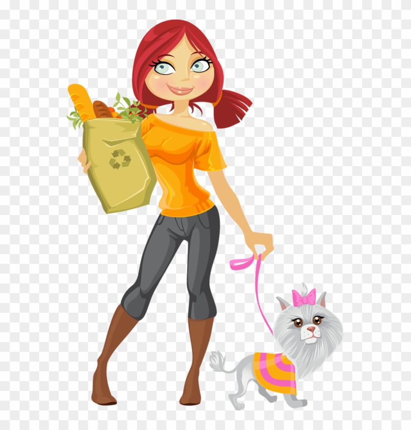 Fashion Png Transparent Images - Mujer Con Un Gato Animado - Free  Transparent PNG Clipart Images Download